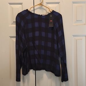 Levi's Long Sleeve Blue/Black Top Size S